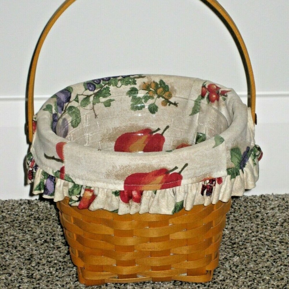 LONGABERGER 2000 SMALL ROUND MEASURING BASKET COMBO WITH HANDLE LINER PROTECTOR